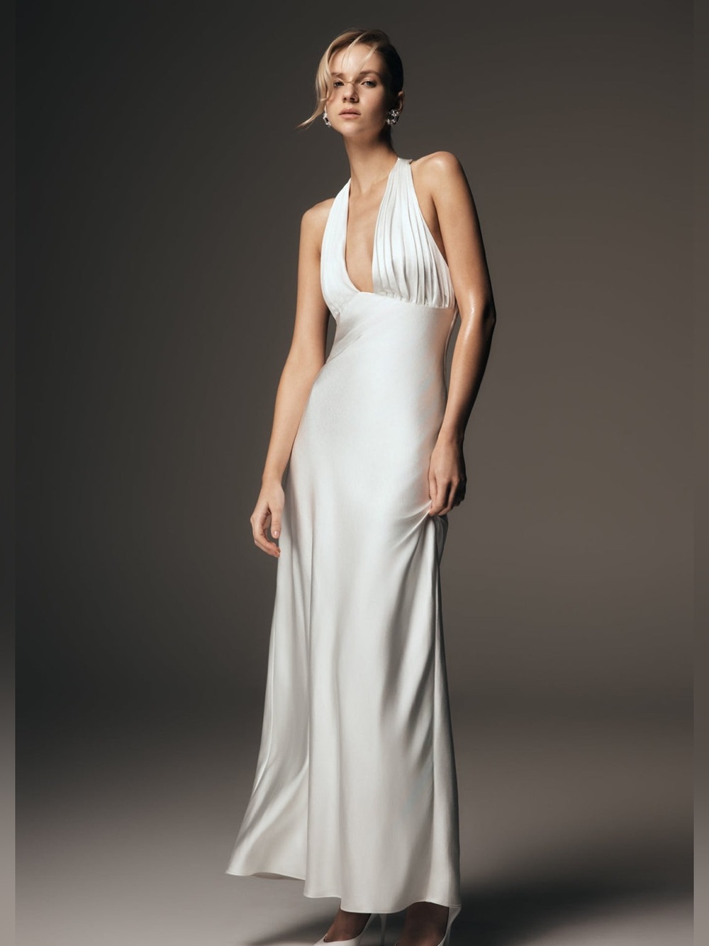 Meshki⭐️Alice Satin Halter Maxi Dress - White $179